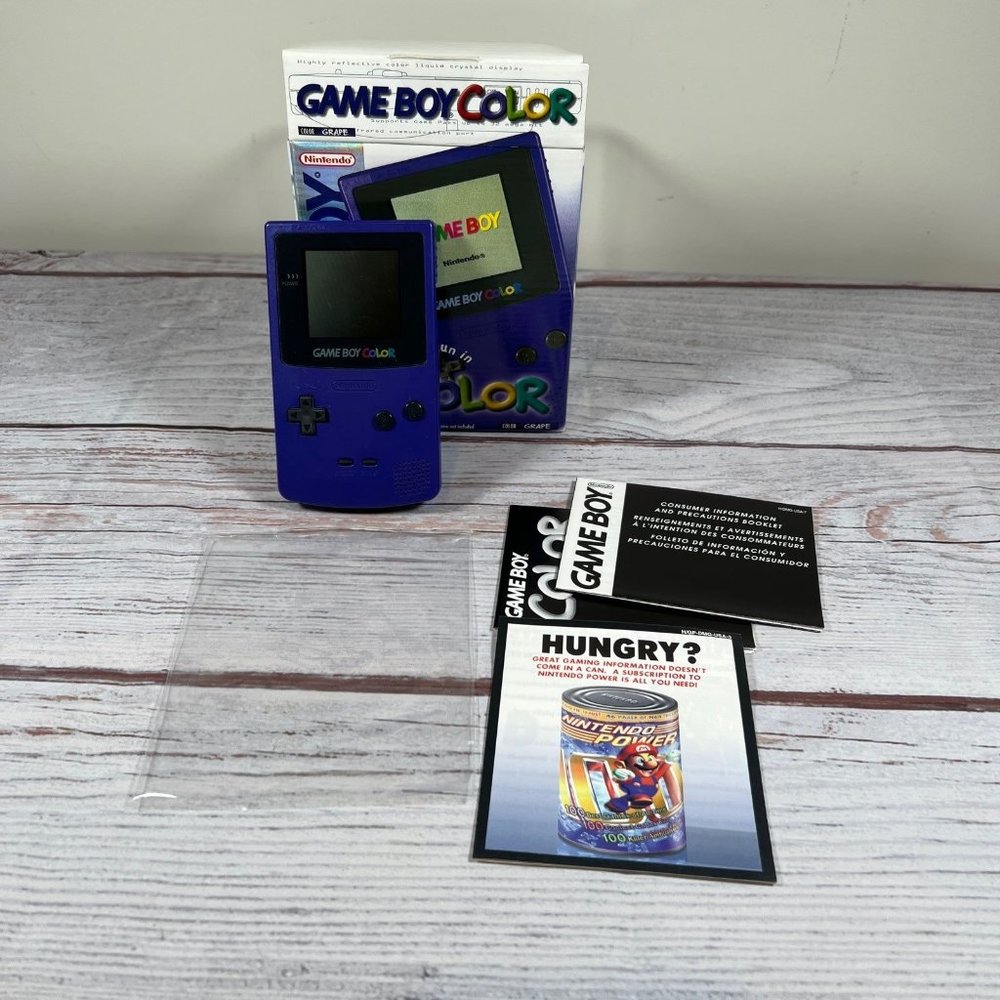 Nintendo Gameboy Color System Console Complete In Box Grape Purple Game Boy CIB
